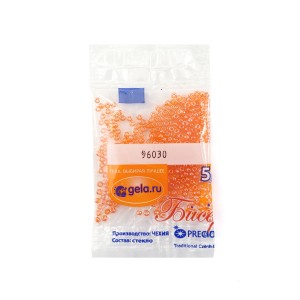 Preciosa Ornela 96030 Оранжевый блестящий прозрачный бисер 10/0 5 г
