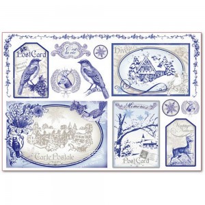 Stamperia DFS294 Бумага рисовая "Синие открытки"
