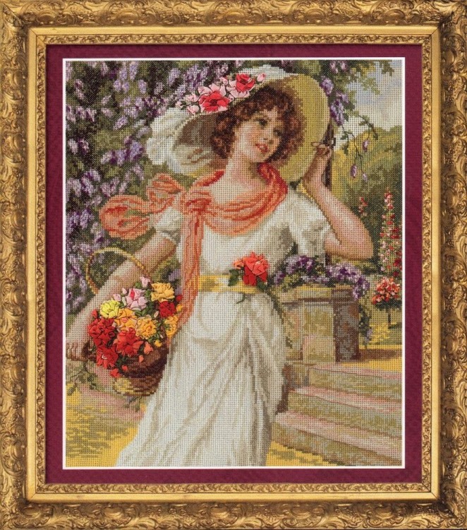 Набор для вышивания Панна VH-1480 (ВХ-1480) Девушка с корзиной цветов