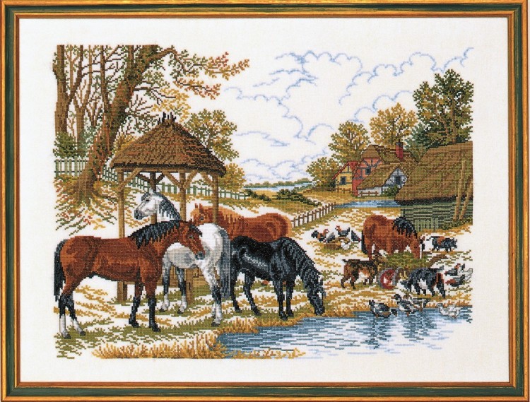 Набор для вышивания Eva Rosenstand 14-200 Лошади у водопоя