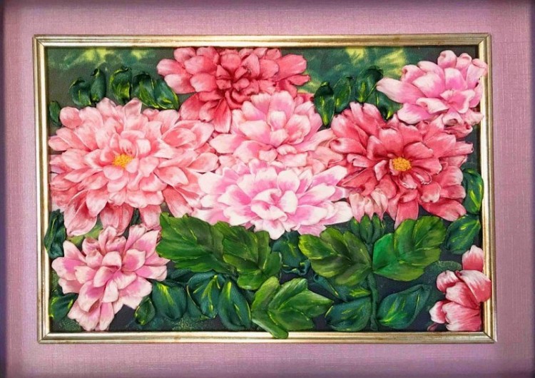 Набор для вышивания Каролинка КЛ(Н)-4009 Розовые хризантемы