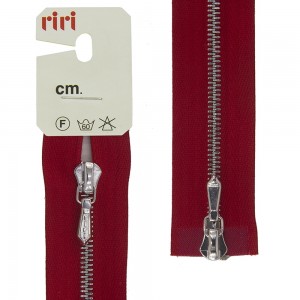 Riri 3301120/80/2407 Молния металлическая, разъемная, 2 замка, 4 мм, 80 см, красный
