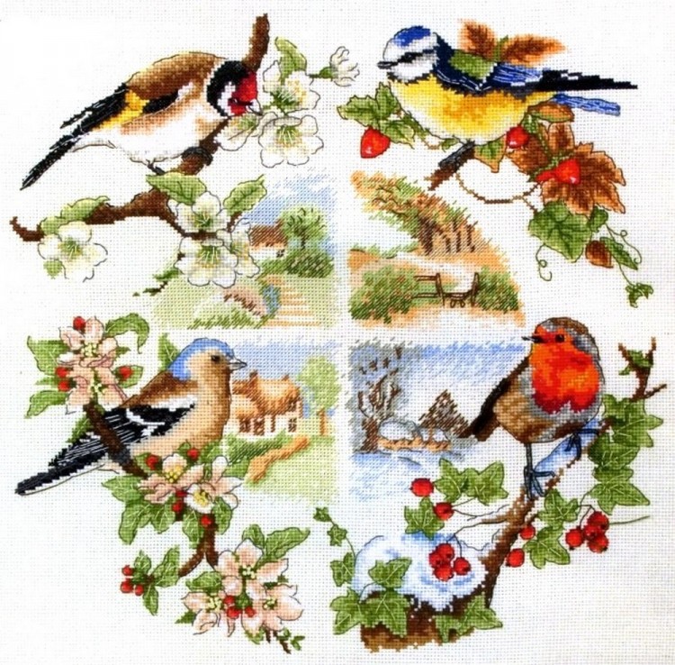 Набор для вышивания Anchor PCE880 Птицы и сезоны