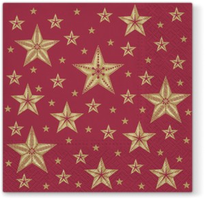 PAW Decor Collection SDL016603 Салфетка трехслойная для декупажа "Красивые звезды темно-красные"