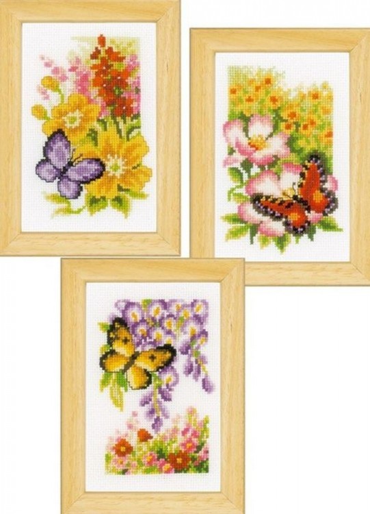 Набор для вышивания Vervaco PN-0155954 Цветы и бабочки (3 сюжета)