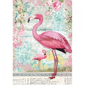Stamperia DFSA4273 Бумага рисовая мини-формат "Розовый фламинго"