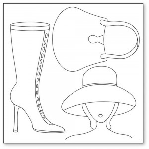 Stamperia DFTM03 Салфетка рисовая с контуром рисунка Silhouette art "Женщина в шляпе, сумка, сапожок"