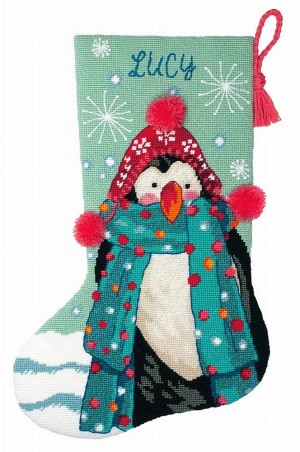 Dimensions 71-09160  Fuzzy Penguin Stocking