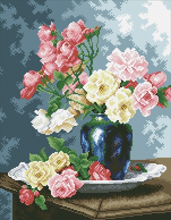 Паутинка М-253 Ваза с садовыми розами