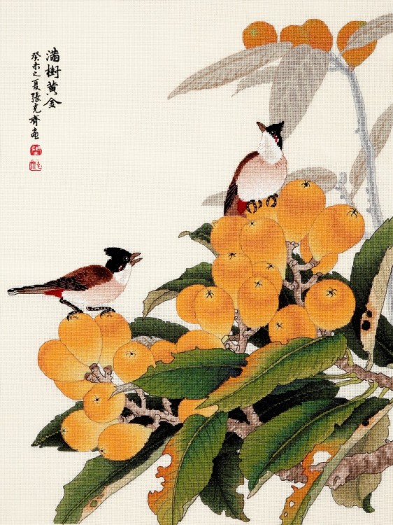 Набор для вышивания Xiu Crafts 2030814 Птицы на золотистой локве
