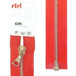 Riri 3000079/60/9406 Молния металлическая разъёмная на атласной тесьме, 4 мм, 60 см, темно-красный