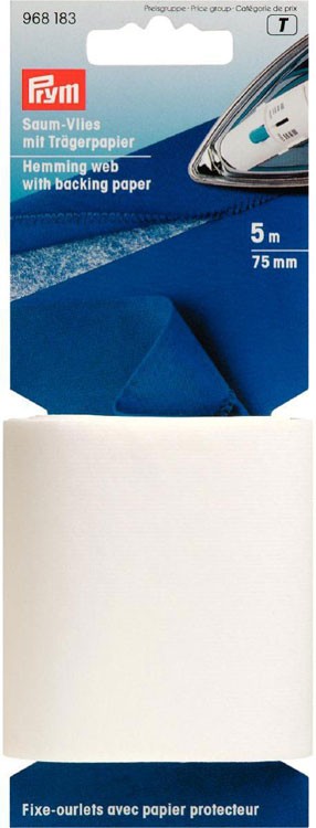 Prym 968183 Термоклеевая флизелиновая лента с удаляемым бумажным слоем для бесшовной обработки нижних срезов