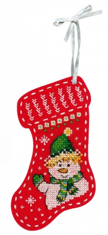 Набор для вышивания Жар-Птица Т-973 Новогодний носок "Привет от снеговика"