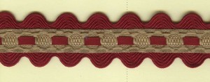 Matsa 13131/49 Тесьма декоративная, ширина 20 мм, вьюнок с лентой, бежевая с красным