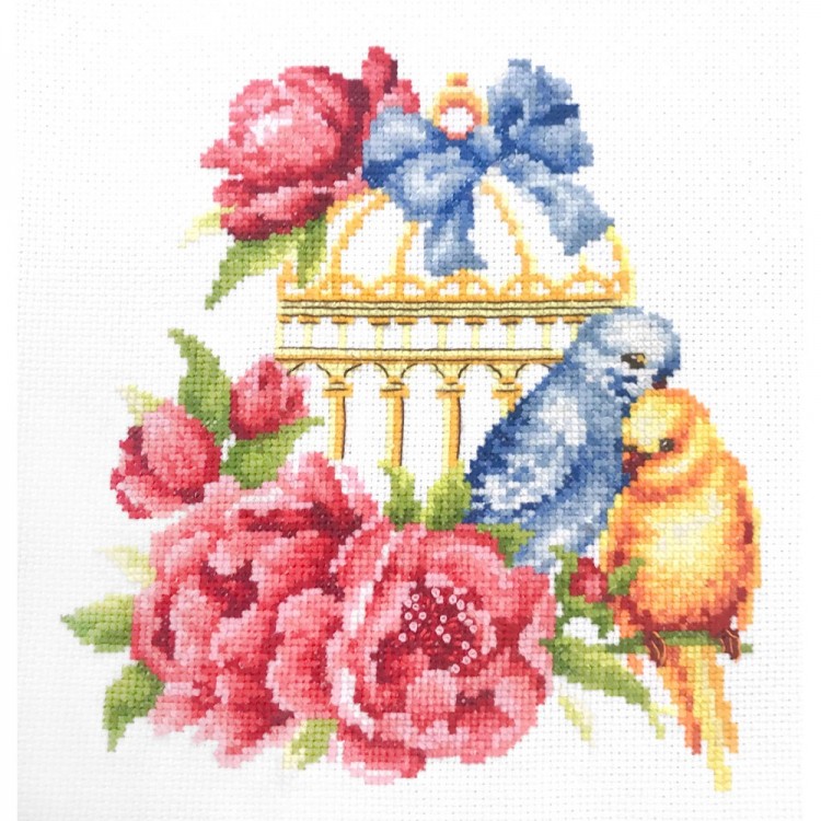 Набор для вышивания Многоцветница МКН 19-14 Волнистые попугайчики