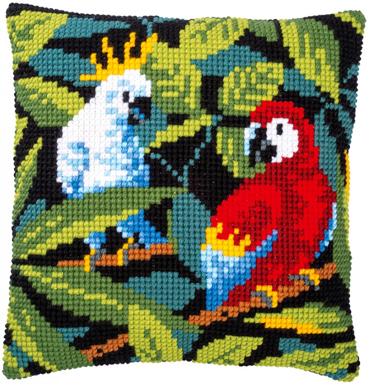 Набор для вышивания Vervaco PN-0186881 Подушка "Птицы тропиков"