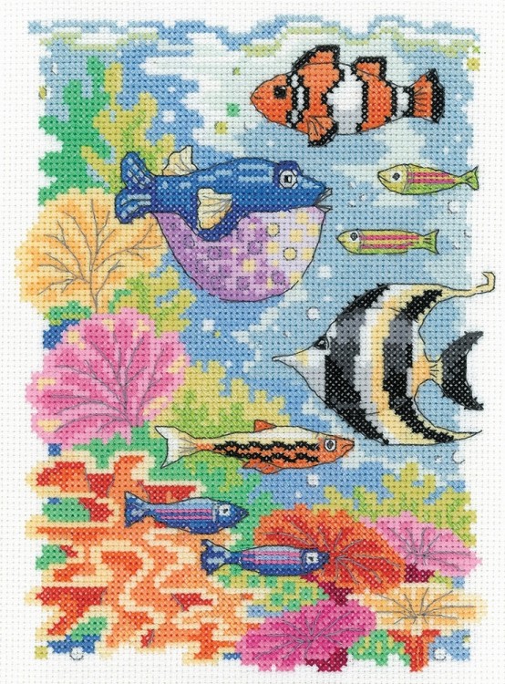 Набор для вышивания Heritage KCTS1629A Tropical Fish (Тропические рыбки)