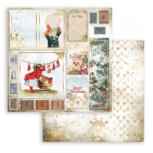 Stamperia SBB828 Бумага двухсторонняя для скрапбукинга "Романтическое Рождество - открытки"