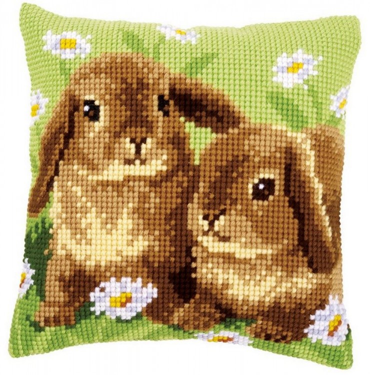 Набор для вышивания Vervaco PN-0162709 Подушка "Два кролика"