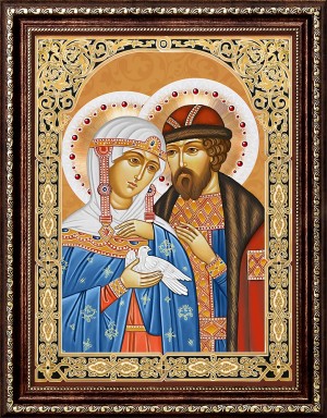 Алмазная живопись АЖ-1848 Икона Петр и Феврония