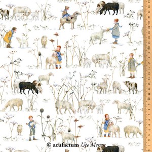 Acufactum 3523-769 Ткань "Дети зимой + овцы"