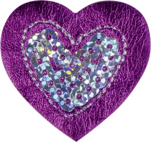 HKM 42639 Термоаппликация "Сердце с блёстками фиолетовое большое"