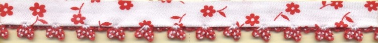 Matsa 244135/2 Косая бейка с фестонным краем, ширина 14 мм, цвет белый с красным