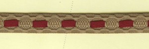Matsa 13075/49 Тесьма декоративная, ширина 11 мм, бежевая с красной лентой