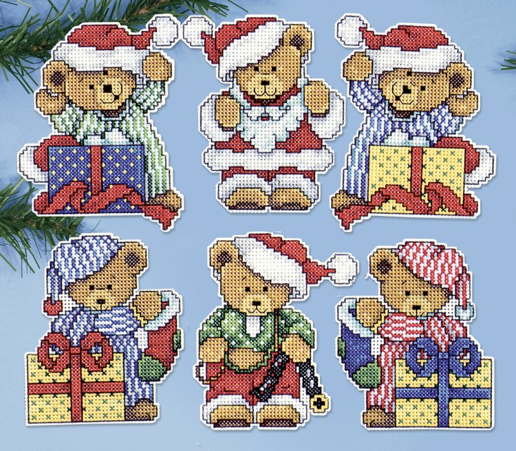 Набор для вышивания Design Works 1653 Елочные игрушки "Маленькие рождественские медведи"