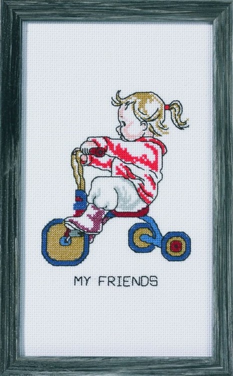 Набор для вышивания Permin 92-1184 Девочка на трёхколесном велосипеде