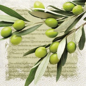 PAW Decor Collection SDL087500 Салфетка трехслойная для декупажа "Греческие оливки"