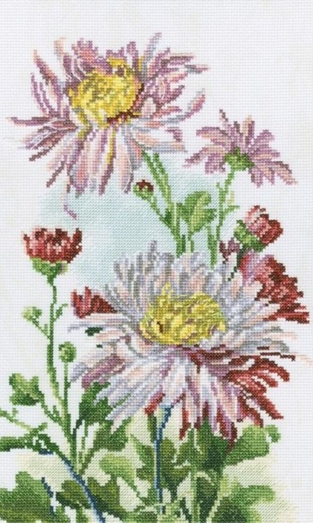 Набор для вышивания РТО M517 Розовые хризантемы