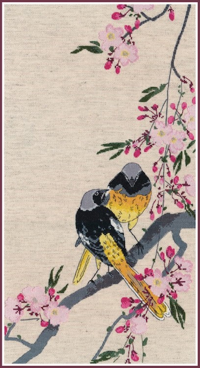 Набор для вышивания Овен 1238 Горихвостки на вишневой ветке