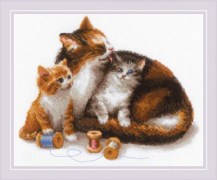 Набор для вышивания Риолис 1811 Кошка с котятами