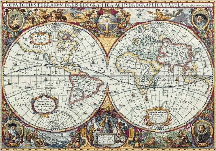 Набор для вышивания Панна PZ-1842 (ПЗ-1842) Географическая карта мира