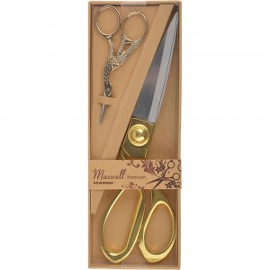 Maxwell 111565 Premium подарочный набор: портновские ножницы и цапельки - золото