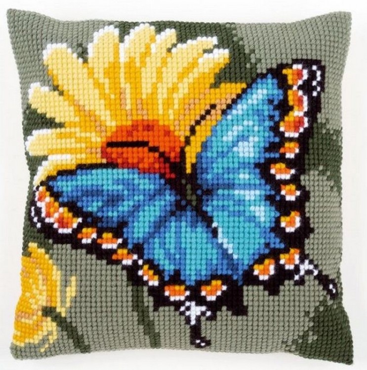 Набор для вышивания Vervaco PN-0156041 Подушка "Бабочка и желтый цветок"