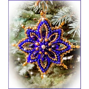 Образа в каменьях Е-13 Рождественская звезда "Королевский синий"