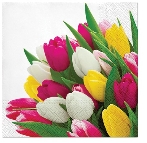 PAW Decor Collection SDL121500 Салфетка трехслойная для декупажа "Букет тюльпанов"
