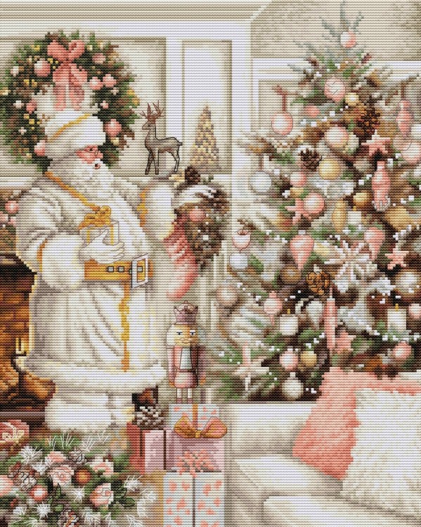 Набор для вышивания Luca-S BU5019 White Santa With Christmas Tree (Санта с Ёлкой)