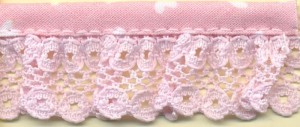 Matsa 144105/36 Кружево-рюш с окантовкой косой бейкой, ширина 25 мм, цвет розовый