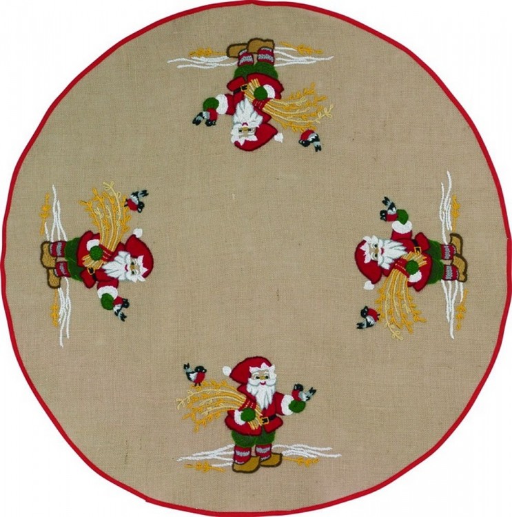 Набор для вышивания Permin 42-6601 Коврик под ёлку "Санта с птичками"