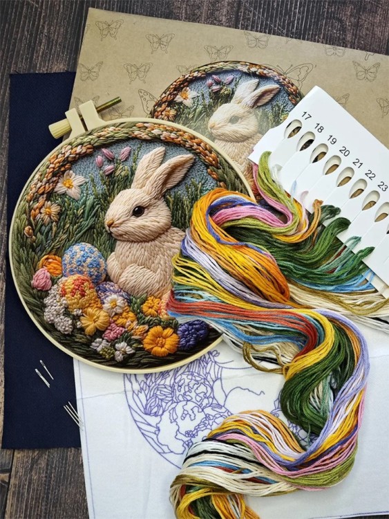 Набор для вышивания YoHobby yoli.113 Пасхальный заяц в цветах