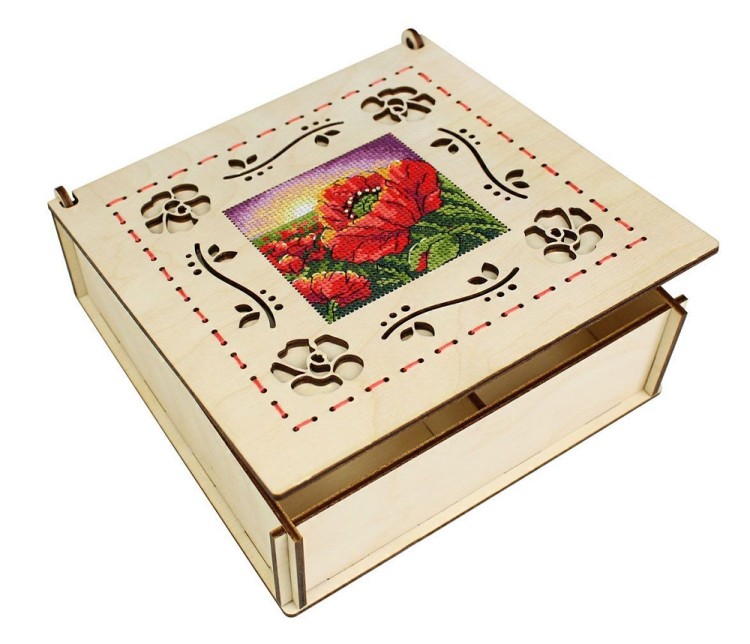 Набор для вышивания Щепка О-164 Шкатулка. Маки
