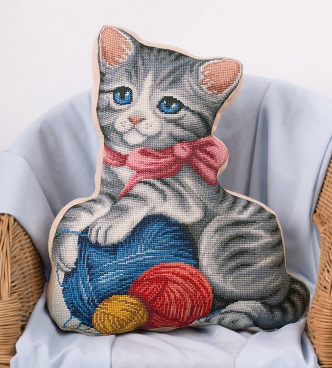 Набор для вышивания Панна PD-1884 (ПД-1884) Подушка Мой котенок