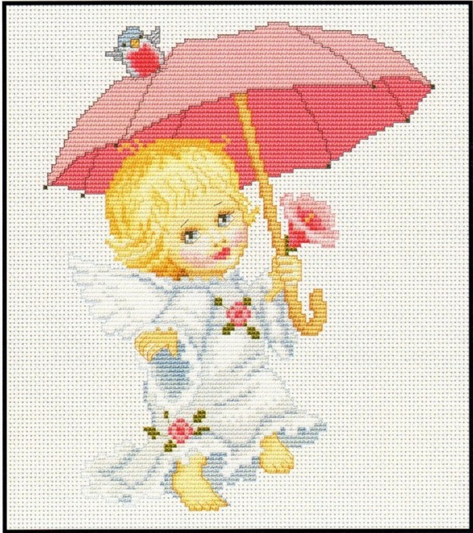 Набор для вышивания Luca-S B192 Ангелочек с зонтиком