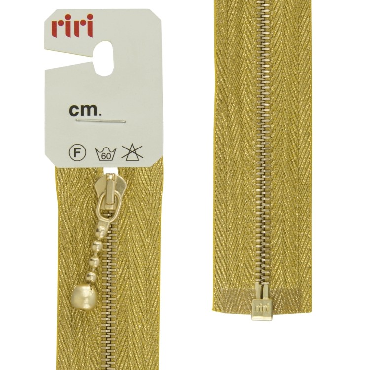 Riri 3018781/65/3225 Молния металлическая, разъемная, на люрексной тесьме, 4 мм, 65 см, золотистый