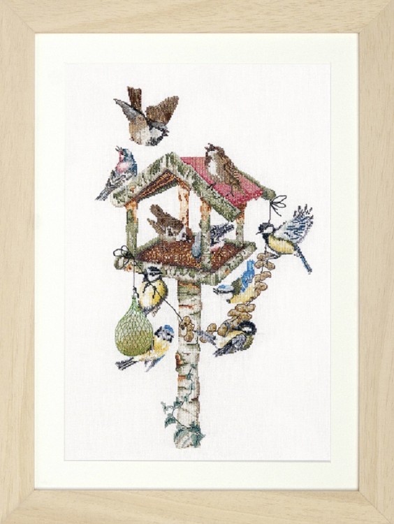 Набор для вышивания Thea Gouverneur 593A Birds at feeder (Птицы у кормушки)