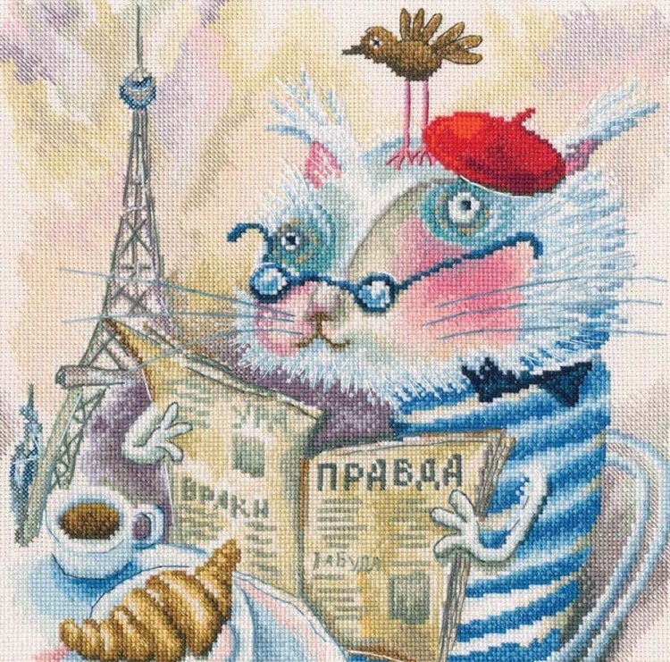 Набор для вышивания РТО M843 Читающий кот в Париже
