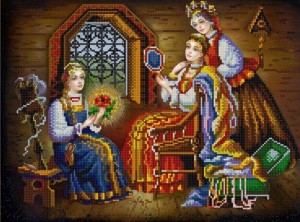 Конек 9829 Три девицы - Ткань с рисунком для вышивания бисером
